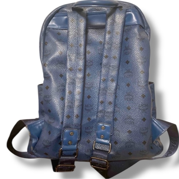 MCM Stark Studded Backpack in Blue Visetos Leather Authentic, Unisex, Large Size - Picture 3 of 8